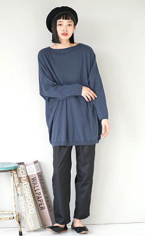 日本 zootie - 100%棉 柔軟飛鼠袖薄針織上衣-葡萄紫