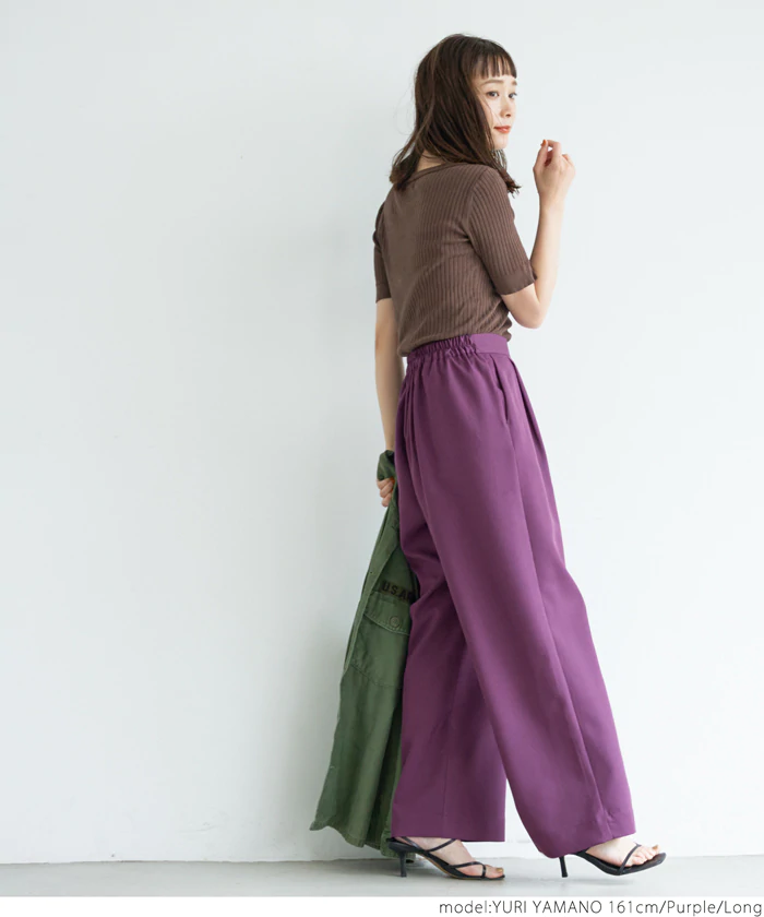 日本 COCA - 修身慵懶落地西裝長褲-芥末黃