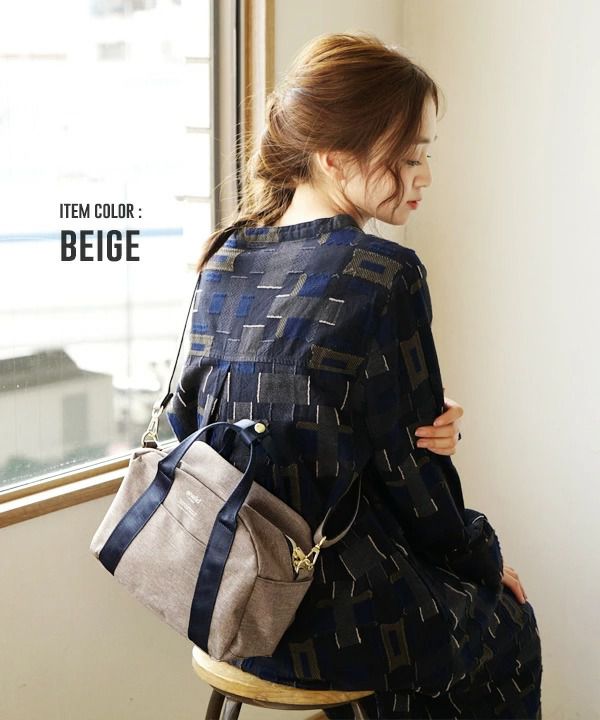 日本 Anello - 2way 10pocket 斜跨波士頓包-丹寧 (26cm×19cm×12cm)