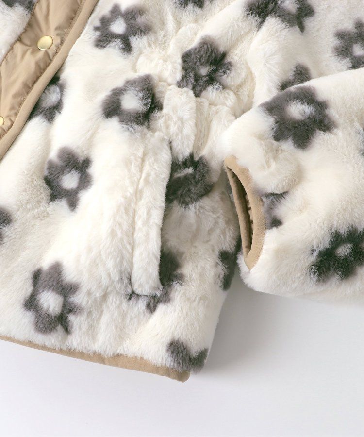 日本 apres les cours - 絎縫束腰氣質金釦雙面穿外套-花朵x淺卡其