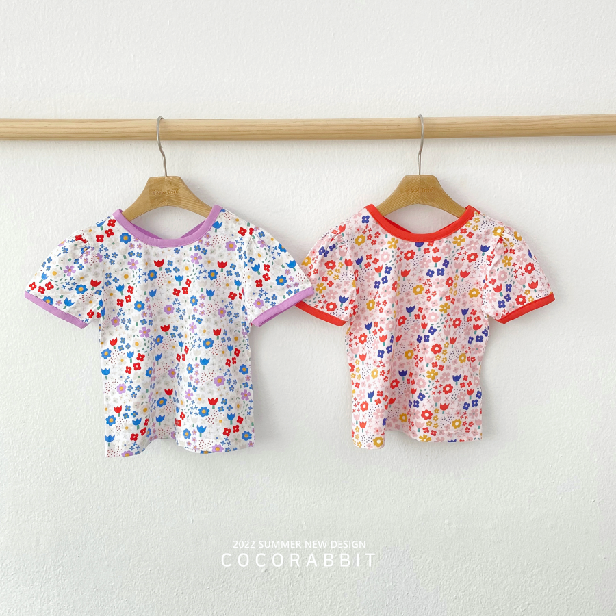 韓國 Coco rabbit - 滿版彩色花園T-粉紅