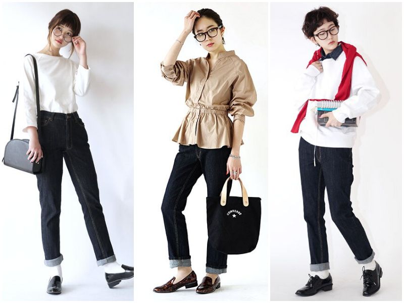 日本 zootie - 雨天對策 防潑水彈性直筒純棉牛仔褲-藏青