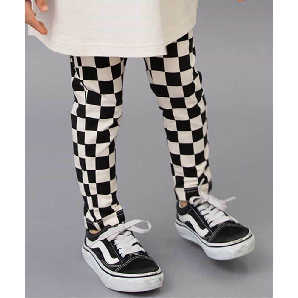 DAISUKI 百搭鬆緊彈性九分褲-格子-黑X白