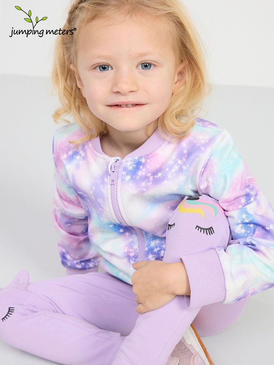 Jumping meters - 可愛立體腰鬆緊內搭褲-唯美獨角獸-紫色