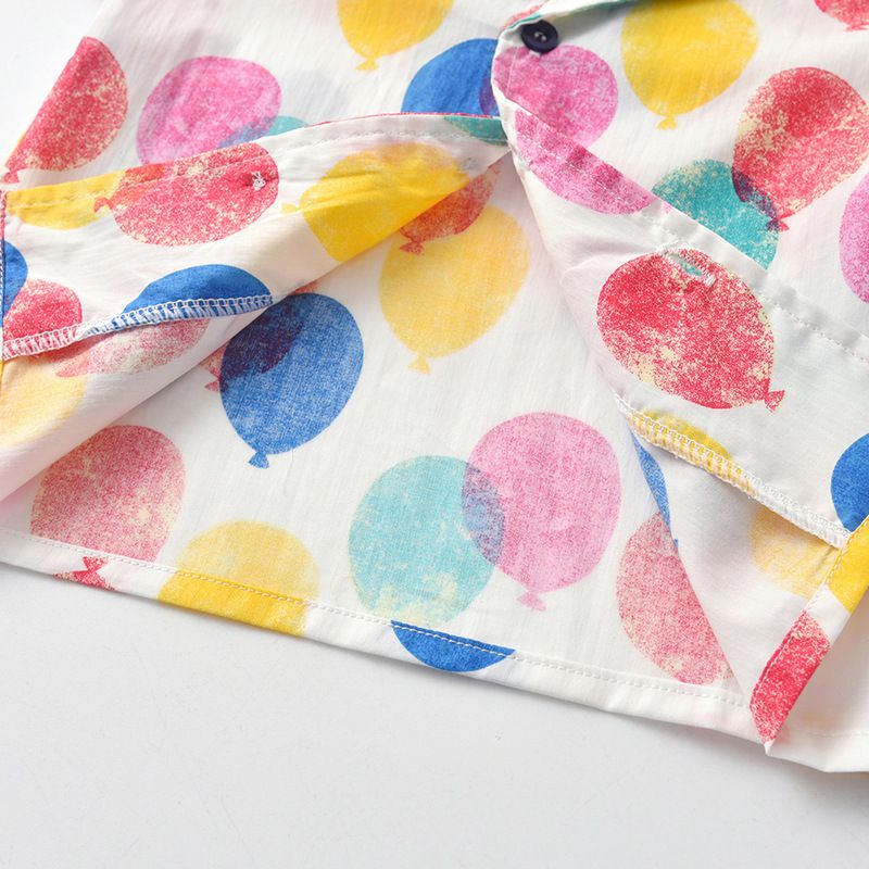 小紳士短袖襯衫套裝-大花渲染款-白+綠+深灰色