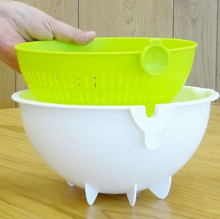 日本 小久保KOKUBO - 日製雙層旋轉瀝水籃-綠