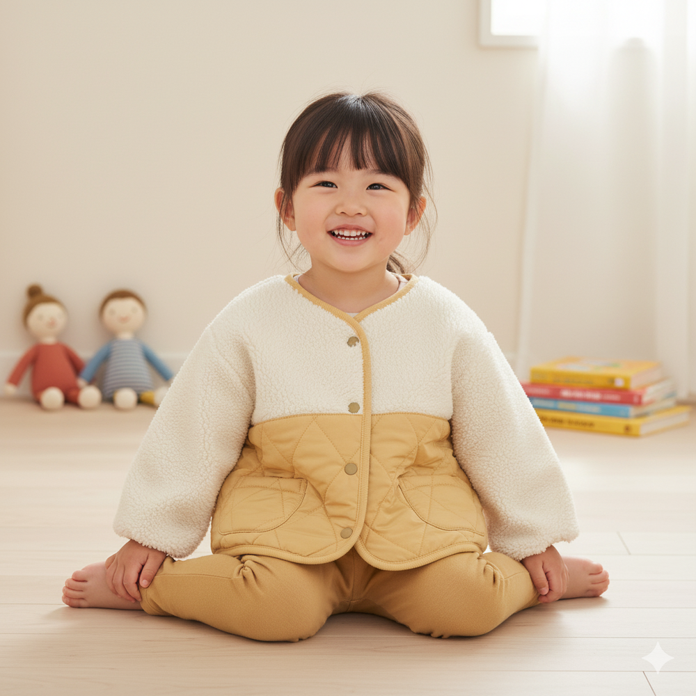 夾克-刷毛拼接-黃色