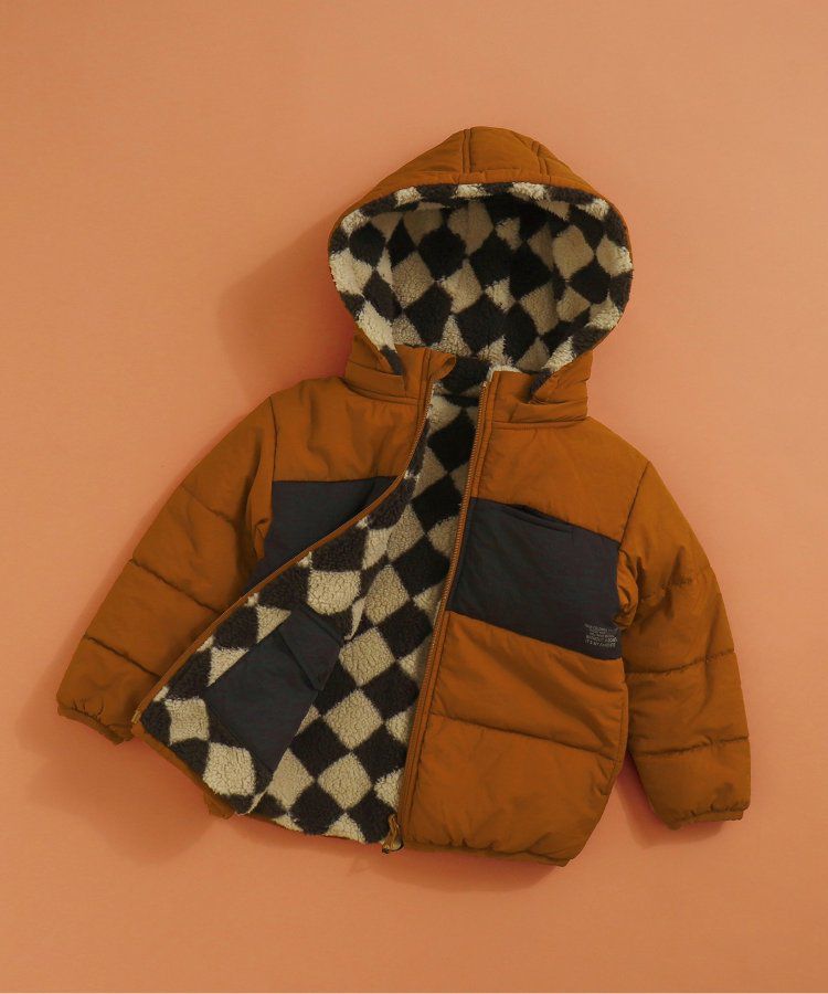 日本 BREEZE - [雙面穿]絨毛鋪棉繽紛保暖外套-黑系&迷彩