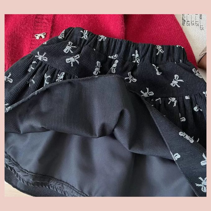 新年拜年蝴蝶結開襟毛衣蛋糕裙套裝