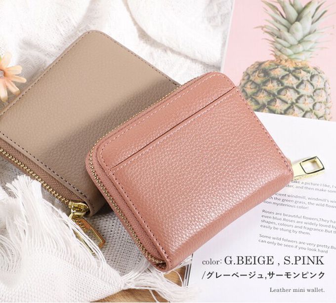 日本 LIZDAYS - 真皮多卡收納迷你短夾/錢包-素色-深藍 (11x9x2.5cm)