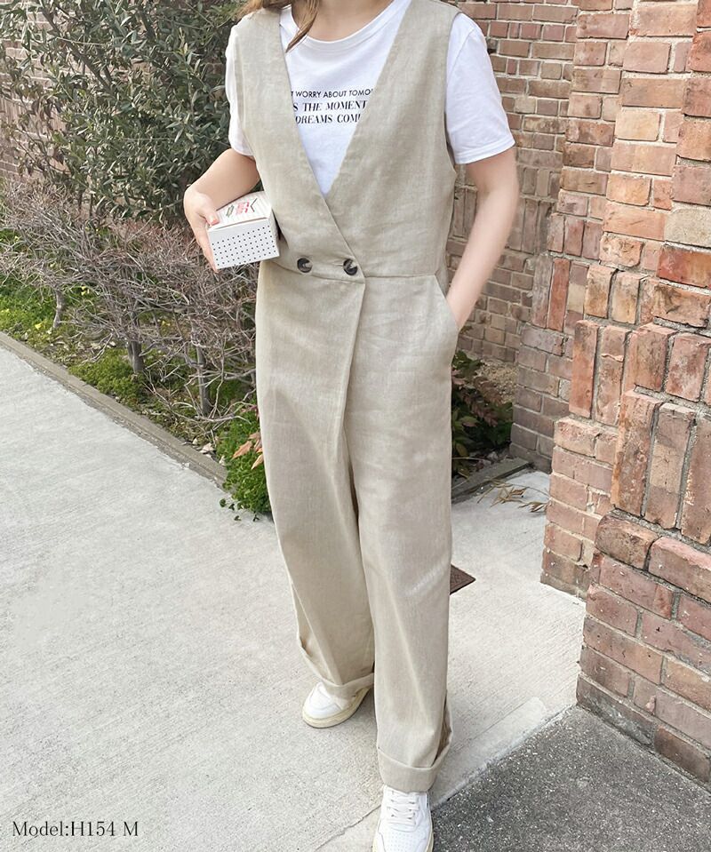 日本 Classical Elf - 棉麻透氣垂墜感連身褲-石墨灰