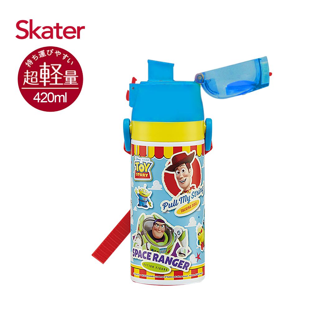 日本 SKATER - 兒童不鏽鋼保溫水壺(直飲420ml+杯蓋組)-玩具總動員