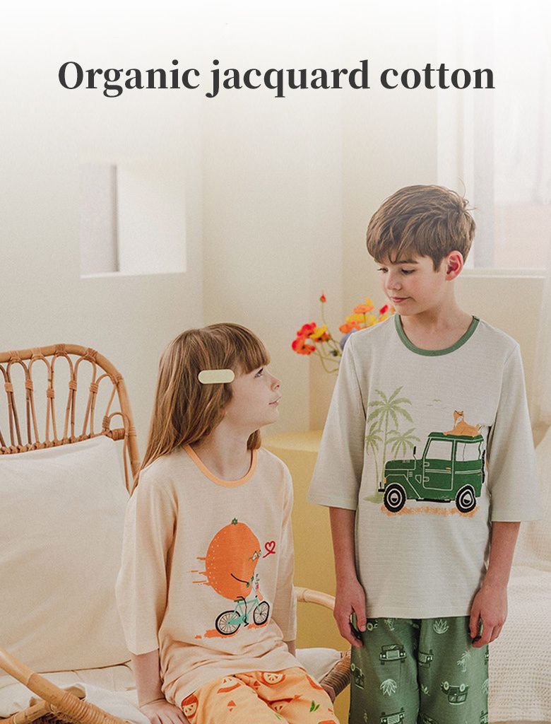 韓國 Mavarm Organic - 有機棉透氣七分袖家居服-草原動物