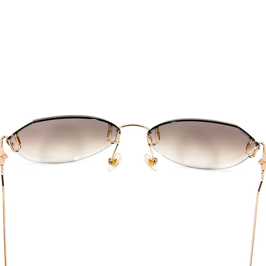 ALEGANT - 幾何淺棕漸層無框墨鏡│UV400太陽眼鏡