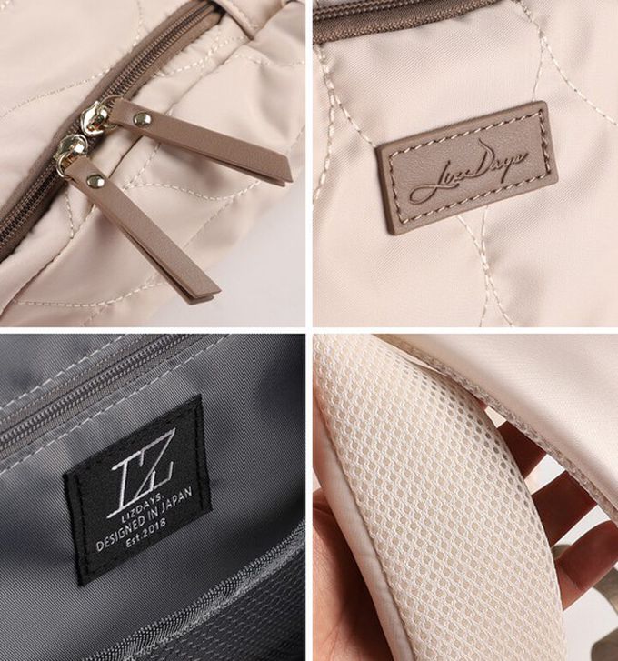 日本 LIZDAYS - 8口袋輕量絎縫防潑水時尚後背包-軍綠