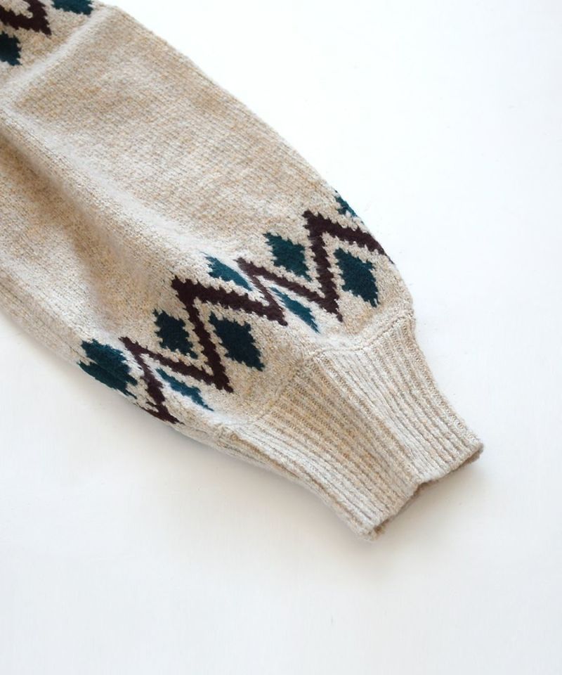 日本 zootie - 歐風圓領球心紋針織洋裝-淺灰米