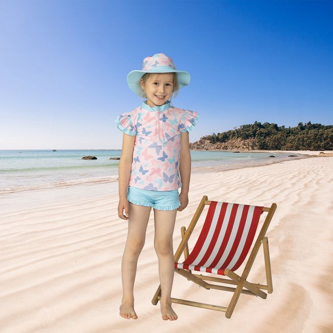 德國Playshoes - 抗UV防曬短袖兩件組兒童泳裝-蝴蝶