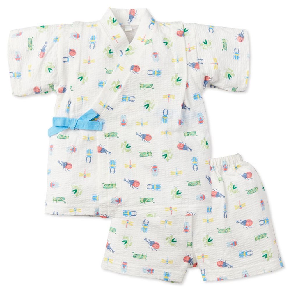 兩件式甚平-昆蟲-米白色