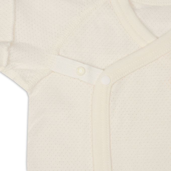 akachan honpo - 新生兒內衣6件組-按扣款 網眼 短袖 7分袖-米白色 (短袖肚衣:50cm  7分袖蝴蝶裝:50~60cm)