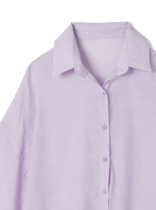 日本 GRL - 嫘縈混透膚澎澎長袖襯衫/薄外套-白