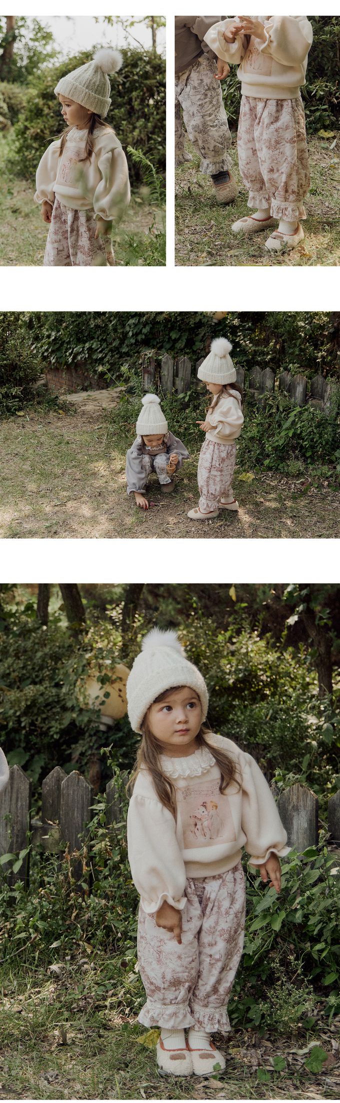 韓國 Puellaflo - 鬆緊腰森林水墨印長褲-咖啡