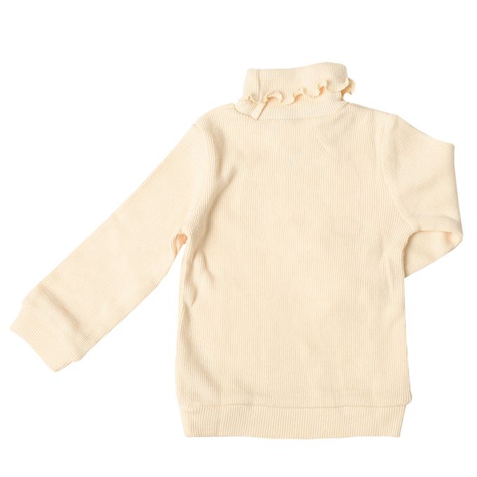 akachan honpo - 高領下擺蝴蝶結T恤-米白色