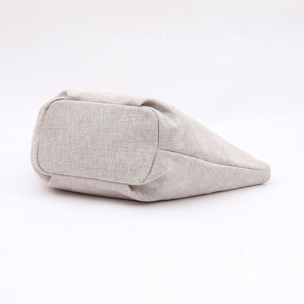 日本 COOCO - 微笑刺繡大容量手提包-淺灰 (21x25x12.5cm)