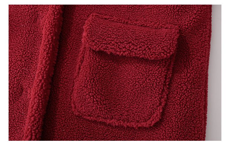 喜氣羊羔毛大衣-金屬愛心扣-粉色