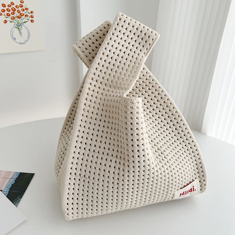 簍空休閒針織手拿包/手提包-草綠色 (20x35cm)