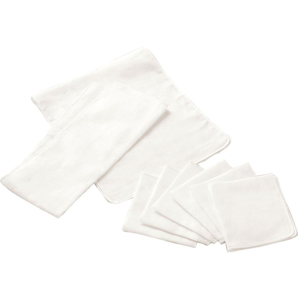 日本 Combi - 純棉紗布澡巾+手帕組 8入-白 (澡巾28.5×70cm×2、手帕29×29cm×6)