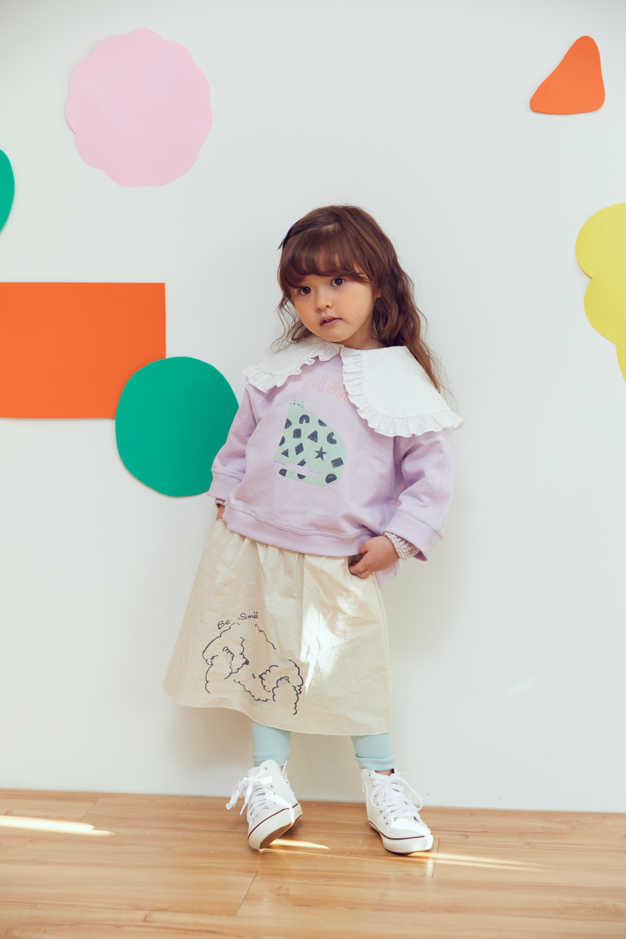 韓國 MINIATURE - 花貓好朋友大學T-紫