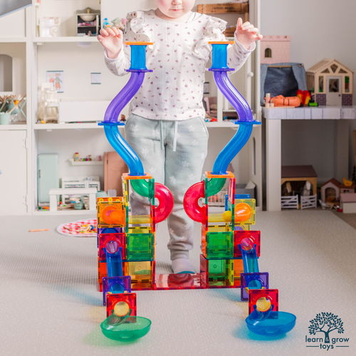 【澳洲 Learn & Grow 磁力片】小火車鐵道｜彎曲滾球軌道