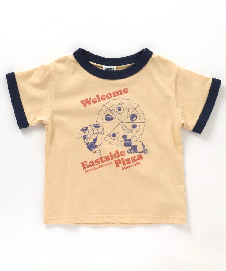 日本 BREEZE - 美式復古印花撞色邊短袖上衣-甜甜圈店-灰