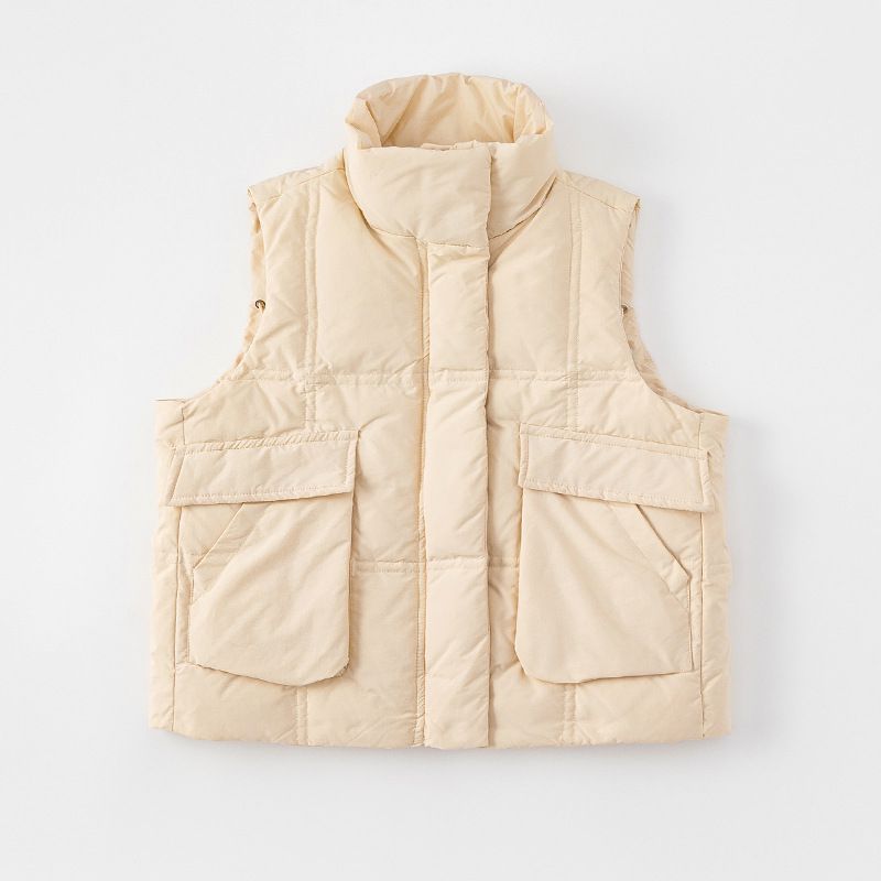 90%白鴨絨羽絨背心-大口袋-玫紅