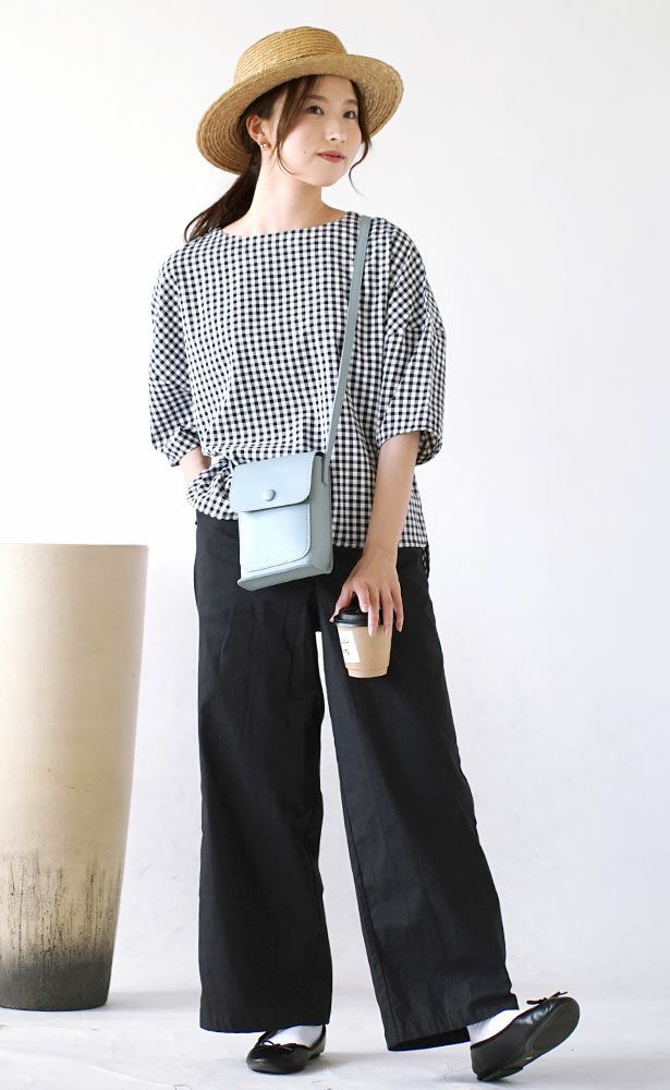 日本 zootie - 文藝復古格紋澎澎短袖上衣-黑x白