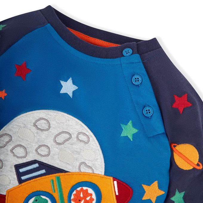 英國 JoJo Maman BeBe - 幼/兒童超優質100%純棉長袖上衣-登入月球