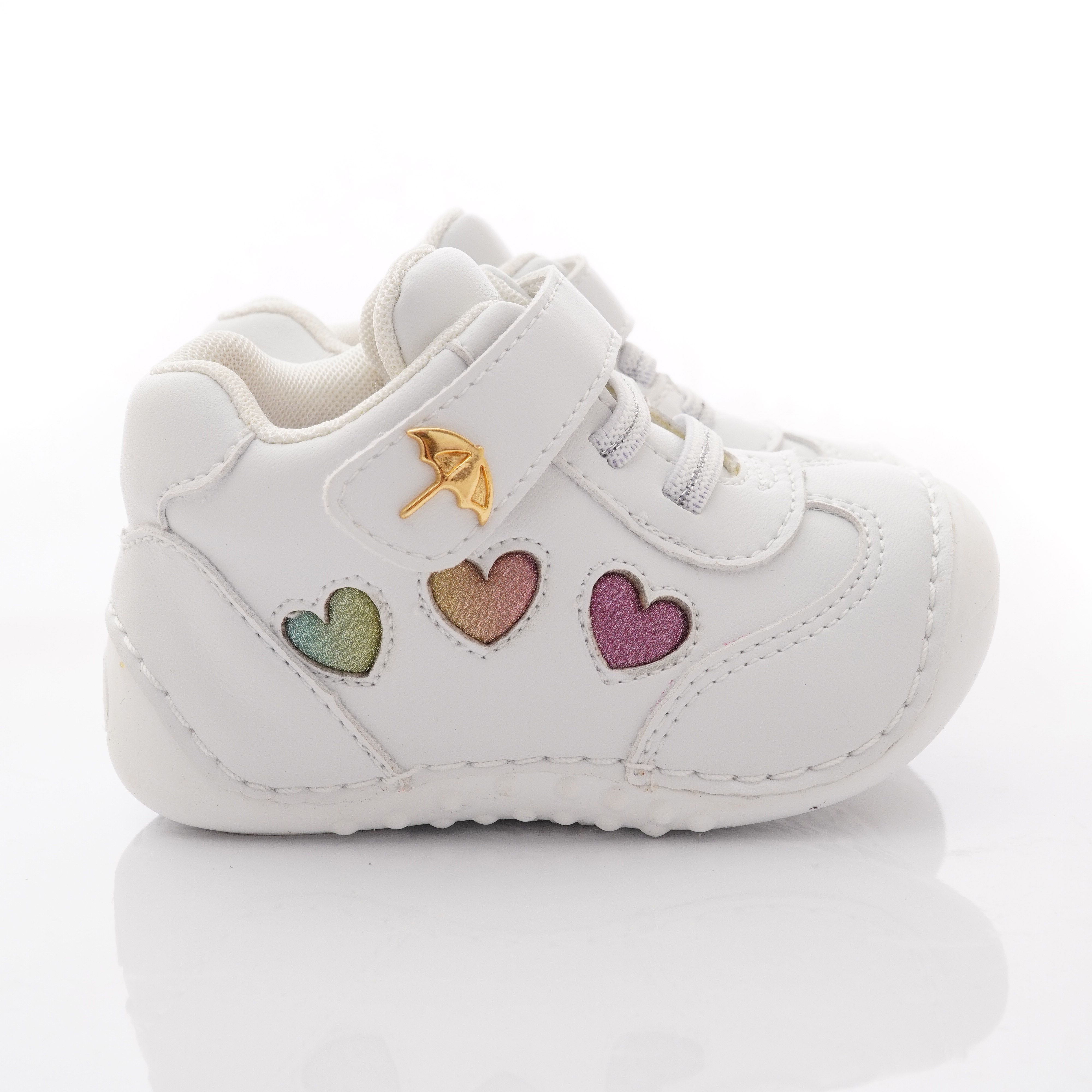 Arnold Palmer 雨傘牌 - 專櫃童鞋-皮質愛心學步款(寶寶段)-白