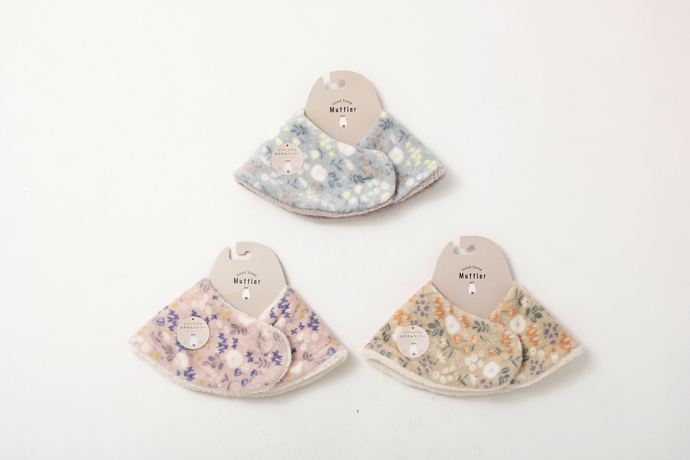 日本 AUBE - 2WAY毛茸茸保暖圍脖(親子通用款)-小碎花-淺橘