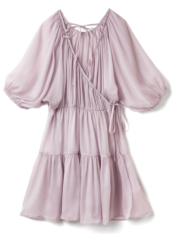 日本 GRL - 微浪漫蛋糕層次五分袖短版洋裝-粉