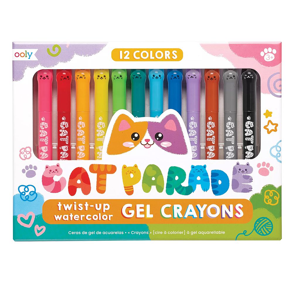 【兒童專用筆系列】創意水彩蠟筆 (貓咪限定版_12入組)