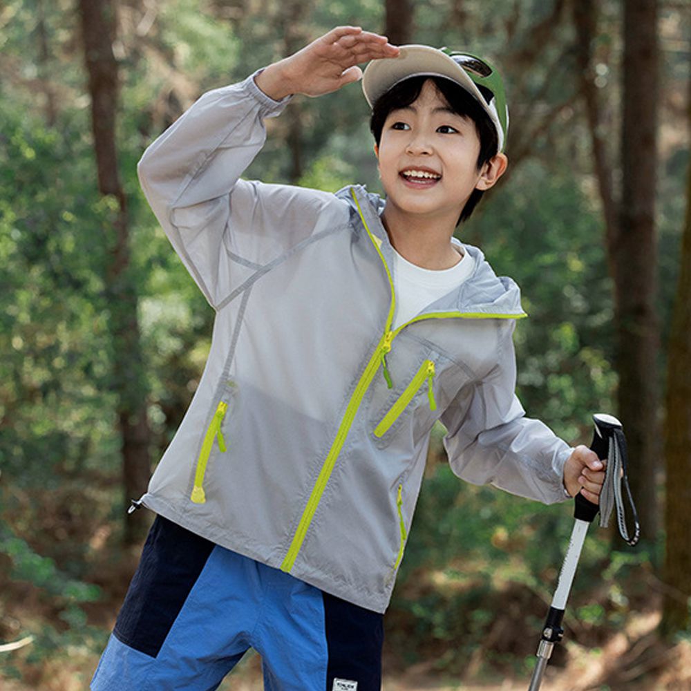 UPF50+原紗防曬連帽外套-加大帽簷-灰色