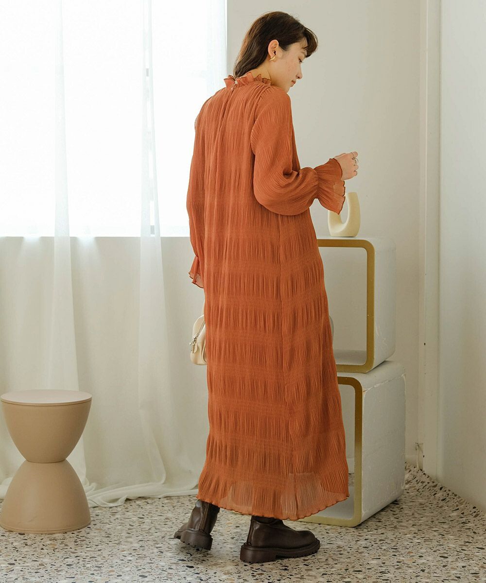 日本 Bab - 文藝木耳領層次雪紡洋裝-冰河灰