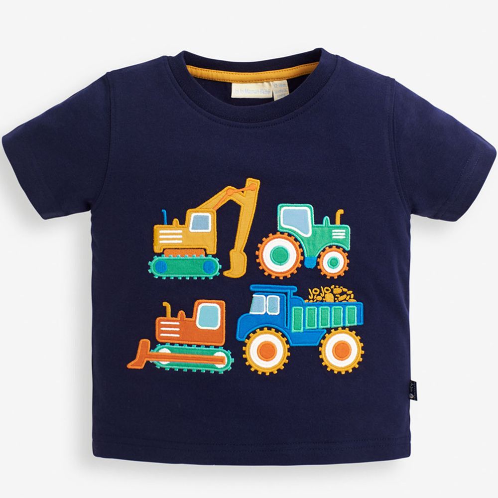 英國 JoJo Maman BeBe - 超優質嬰幼兒/兒童100％純棉短袖上衣/T-shirt/動物T-工程車