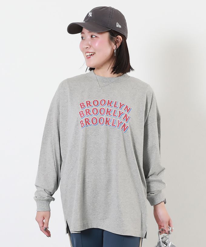 日本 devirock - [大人] 100%棉 定番印花長袖上衣-大學T-淺粉紫