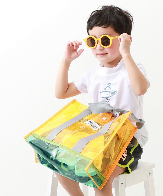 日本 devirock - 果凍色系PVC游泳/玩水包-藍x黑 (26.5x36x13.5cm)