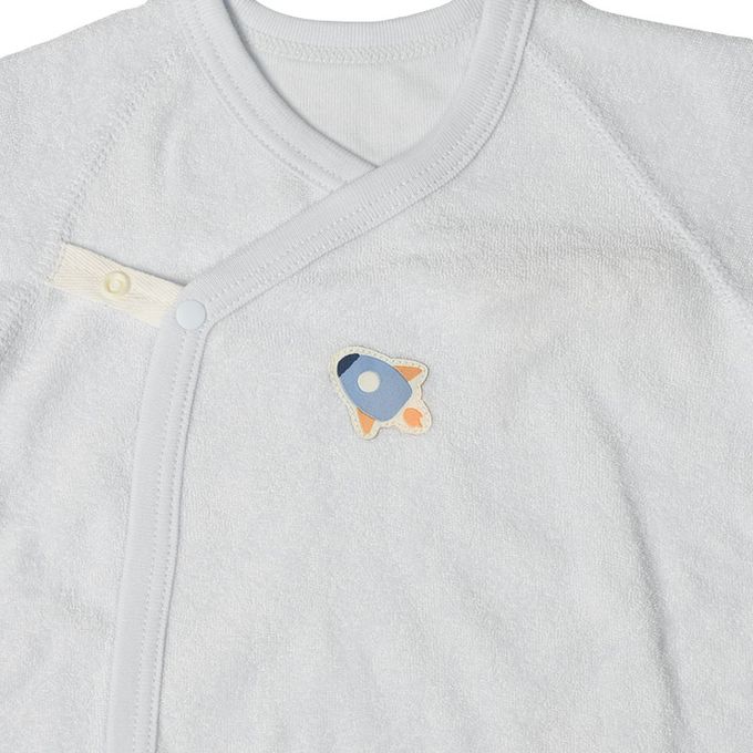 akachan honpo - 長袖新生兒內衣4件組-按扣款 毛圈布 火箭-淺藍色 (50~60cm)