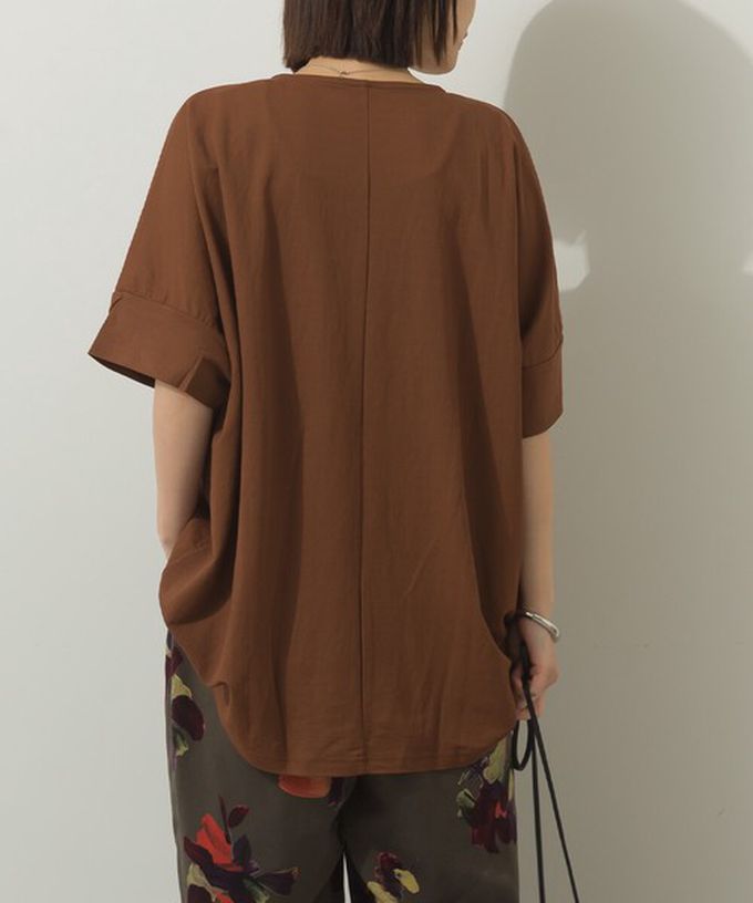 日本 Sans Souci 34+ - 接觸涼感 鑰匙領五分袖上衣-咖啡棕