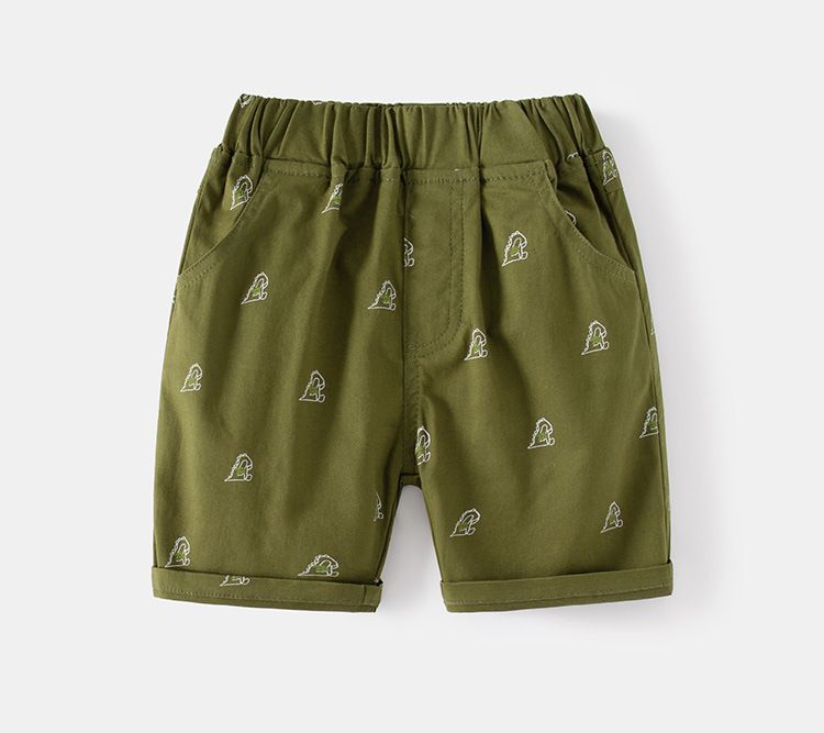 WELLKIDS - 腰鬆緊休閒五分褲-小小恐龍-深藍色