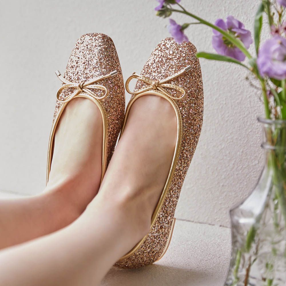 璀璨銀河輕量軟底娃娃鞋(1.5cm)-玫瑰金