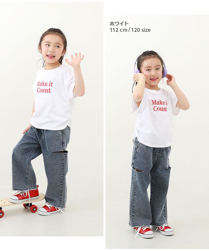 日本 devirock - 時尚側邊皺褶簡約短袖上衣-炭黑